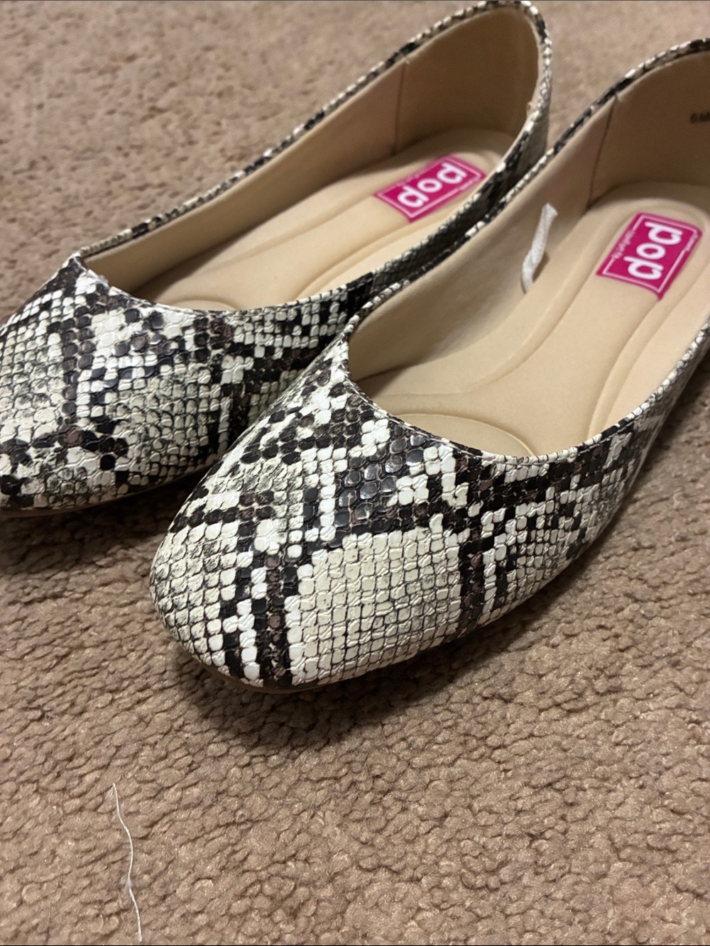 pop Snake-Print Slip-On Ballet Flats